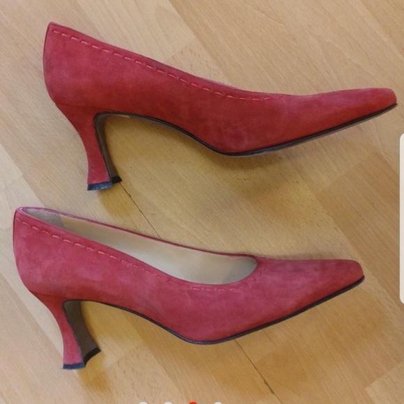 Chantal Italy Pumps Red Suede Vintage Sz 10 - Picture 2 of 4